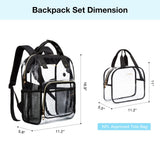 LIGHT FLIGHT Clear Backpack Heavy Duty Transparent Backpack Set See Through Bookbags Durable Backpacks for College, Security, Black