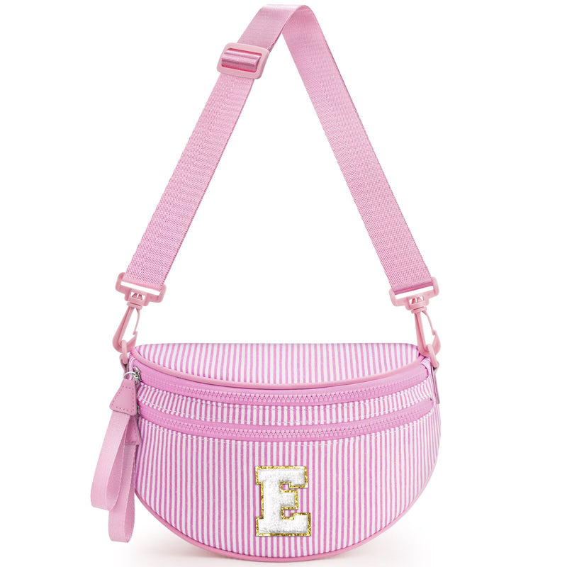 YOOLIFE Birthday Gifts for 10 11 12 13 14 15 16 17 Year Old Teen Girls, Crossbody Bags Bum Bag for Women Girls Wallets Purse, Initial Fanny Pack Belt Bag for Teen Girl Monogram Sling Bags, Pink (E)