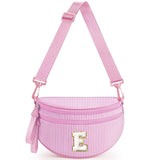 YOOLIFE Birthday Gifts for 10 11 12 13 14 15 16 17 Year Old Teen Girls, Crossbody Bags Bum Bag for Women Girls Wallets Purse, Initial Fanny Pack Belt Bag for Teen Girl Monogram Sling Bags, Pink (E)