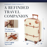 Bric's Bellagio 3.0 Spinner Trunk - Luxury Hardshell Carry On Luggage with Large Wheels,Telescopic Handle, Leather Detailing - Expandable Rolling Suitcase - 21", Cream