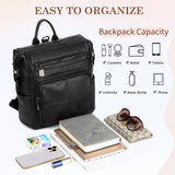 VASCHY Backpack Purse for Women,Fashion Convertible Vegan Leather Shoulder Bags Handbags for Work/Travel/Ladies/College Black
