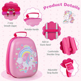 Goplus 2PC Kids Luggage, 12" & 16" Kids Carry On Luggage Set with 4 Spinner Wheels, Lightweight Rolling Spinner Suitcase for Children Toddlers Boys and Girls Travel (Rose Unicorn)