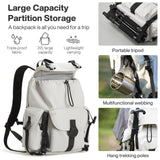 mixi Travel Backpack for Women Men, 18 Inch Carry On Laptop Backpack Flight Approved fits 16'' Laptop, Lightweight Waterproof Hiking Backpack Travel Outdoor Business Casual Daypack, Light Gray