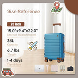 Hulsin Carry on Luggage Suitcase, 22x14x9 Airline Approved 20 Inch Hardside Carry-on Luggage with Spinner Wheels, Hard Shell Luggage with TSA Lock, Hard Case Small Travel Suitcase (Blue, 20-Inch)