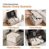 DTA Nova Expandable Lightweight PC Hard Shell Suitcase, 20-inch Carry On Luggage with TSA Lock, 360 Silent Spinner Wheels, Top Opening & Cup Holder - Ideal for Business Travel Suitcase (Ivory)
