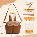 miss fong Diaper Bag Tote Leather Diaper Bag Backpack Pañaleras Para Bebe with 11 Pockets,Leather Diaper Tote with Diaper Changing Pad, Baby Bag for Moms Mommy Bag for Women