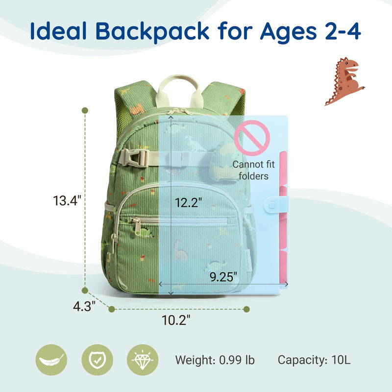 mommore Toddler Backpack for Boys 2-4, Corduroy Kids Backpack, 13" H Cute Preschool Kindergarten Daycare School Bag for Boys - Light Blue&Navy