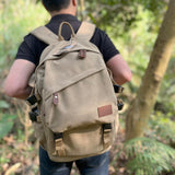 AUGUR Canvas Backpack for Men Casual Daypack Vintage Rucksack Laptop Backpack fit 15-17 inch Travel Hiking School Backpack(35L-Khaki)