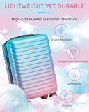 LARVENDER Carry on Luggage 22x14x9 Airline Approved, Expandable 20 Inch Hardside Suitcase with Wheels TSA Lock, PC+ABS Lightweight Carry on Suitcases for Women, Cotton Candy (20/DB/TB)