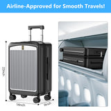 MGB Carry on Luggage 22x14x9 Airline Approved, Durable PC Hardside Suitcase with TSA Lock for Business Trip, 20 Inch Carry-on Luggage, USB Port & 360°Spinner Wheels