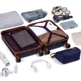 Eeeza Carry On Luggage Set 22x14x9 Airline Approved Luggage Sets 3 Piece,Suitcases with Wheels,ABS Hard Case Luggage with TSA Lock Spinner Wheels(20 Inch,BP/TB)