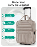 BAGSMART Small Underseat Carry on Luggage with Wheels, 16 inch Small Under Seat Luggage, Lightweight Travel Suitcase for Women, Brown