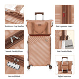 Rosamo 6 piece Luggage Set Expandable Suitcase 22x14x9 Airline Approved Carry on, ABS Hard Case Suitcases with Spinner Wheels, TSA Lock, (Pink)