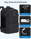 WANDF Personal Item Travel Bag, Small Travel Backpack 17x10x9 for United Airlines, 15.6" Laptop Backpack for Men Women (Black)