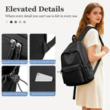 WEPOET Classic Basic Black Backpack For Women,Waterproof High School Bookbag,Lightweight Casual Travel Daypack,College Backpack Men,Middle School Bag For Girls Boys