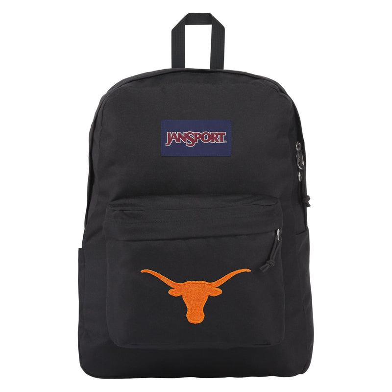 JanSport NCAA Officially Licensed Backpack, Texas Longhorns, Superbreak Plus with Padded 15'' Laptop Sleeve, Spacious Computer Bag for Men & Women, Durable Daypack with Bottle Pocket, Black
