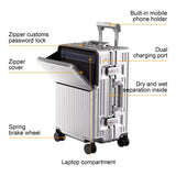 AIWEINY Zipperless Luggage, 22.4" x 15.4" x 9.4" Aviation Certified, Polycarbonate Aluminum Hardshell, Expandable Carry-On Luggage with Spinner Wheels, Hardshell Luggage, 20 Inch Cabin