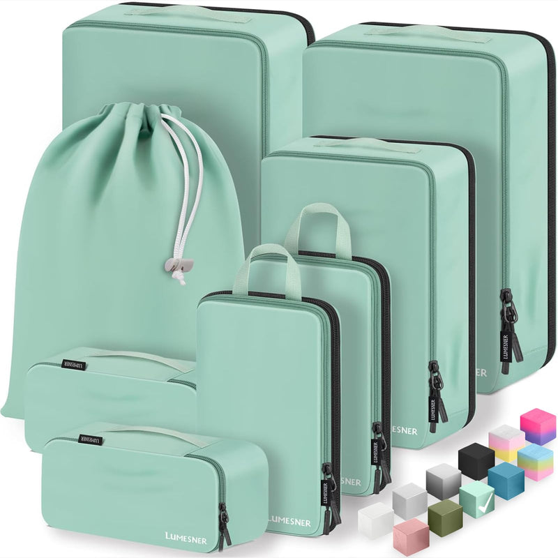 Velaybor 8 Set Compression Packing Cubes for Travel, Waterproof Luggage Organizers, Suitcase Organizer Set for Carry-On & Checked Baggage, Travel Accessories for Men & Women