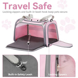 Airline Approved Cat Carrier 17.5×10.5×10.5 in, Escape-Proof Design with Locking Zippers & Safety Leash, Easy-Access 3-Way Entry, Washable Mat, Gift-Ready Holiday Choice for Cats up to 12 lb