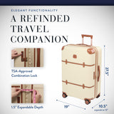 Bric's Bellagio 3.0 Spinner Trunk- Luxury Hardshell Check In Luggage with Large Wheels, Telescopic Handle, Leather Detailing - Expandable Rolling Suitcase - 27", Cream