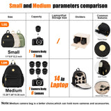 Cwatcun Camera Backpack Bag Small for Women,Fashion DSLR Camera Bag with Tripod Strap Laptop Compartment and Padded Dividers Lightweight Photograhy Cute Backpack Case for Cameras Accessories