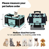 PAPZER Cat Carrier Soft-Sided Travel Bag for Medium to Large Cats Over 15lbs, Small Dog Carrier Crate Top Entry Breathable Mesh Puppy 12 Pounds, Pet Rabbit Carrying Cage Kennel Collapsible Teal