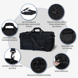 Fmeida 65L Duffle Bag with Shoes Compartment, Foldable Travel Duffel Bags for Men Women, Large Packable Travel Bag Water Repellent & Tear Resistant (Black)