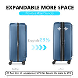 Luggage Sets 2 Piece, Carry On Luggage with Front Pocket & USB Port and 28 Inch Expandable Checked Luggage with Top Opening, Durable PC Hardside Suitcases with Spinner Wheels & TSA Lock, Blue (20/28)