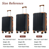Merax Luggage Sets 3 Piece Hardshell 8 Spinner Wheels Lightweight Suitcase Corner Guards Travel Luggage (Black brown 20IN 24IN 28IN)