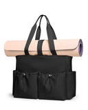 KALIDI Yoga Tote Bag for Women with Zipper Large Shoulder Bag Handbag with Pockets for Travel Vacation Work Gym Workout, Black