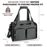 Dog, Cat Carrier for Pets Up to 15 Lbs, Airline Approved Collapsible Soft-Sided Pet Travel Bag with Locking Zippers, Breathable Mesh and 4 Large Pockets, Removable Fleece Pad (Dark Grey)