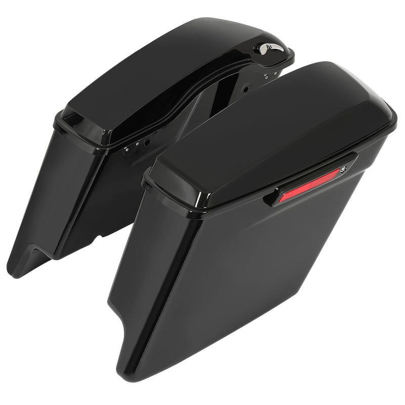 ECOTRIC 5" Stretched Extended Saddle Bags Compatible with 2014-2024 Harley Davidson Touring Street Glide Road Glide Road King Electra Glide Ultra Classi Hard Saddlebags Black
