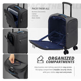 Verage Under Seat Luggage with Wheels, Softside Small Suitcase Spinner Carry On Luggage Bags for Airlines Airplanes Short Trip Men Women (Grey, 14.5-Inch Plus Underseat)
