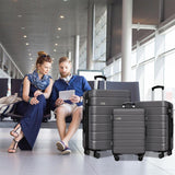 KEYTANG 3-Piece Hardshell Luggage Set, Lightweight Expandable Suitcase with TSA Lock and Double Spinner Wheels, 20% Expansion for Extra Packing, Carry-On and Checked Bags, Grey