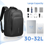 17.3 Inch Laptop Backpack for Travel Work Office College, 30L Water Resistant Casual Daypack, Lightweight Computer Backpack for Men Women, Business Laptop Bag with USB Charging Port - Black
