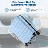 AnyZip Carry On Luggage 21" Hardside PC ABS Lightweight USB Suitcase with Wheels TSA Lock for kids Light Blue