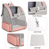 Cat Backpack Carrier, Large Pet Backpack with Kitten Wand Feather Toy for Medium Small Dog Cat Puppy Kitty Bunny up to 15lbs, Ventilated Mesh Dog Travel Carrier for Hiking Walking Outdoor Use (Pink)
