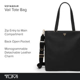 TUMI - Voyageur Vail Leather Tote - Women's Lightweight, Multipurpose, Everyday Bag with Crossbody Strap and Laptop Storage - Medium, Black with Light Gold Hardware