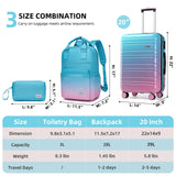 LARVENDER Carry on Luggage 22x14x9 Airline Approved Hardshell Suitcase with Wheels TSA Lock, PC+ABS Lightweight Suitcase Set for Women with Travel Backpack, Cotton Candy, 3 Piece Set