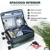 KROSER Carry On Luggage with Spinner Wheels & Built-in TSA Lock, Expandable Top Opening Hard Shell Suitcase Large Capacity Durable Rolling Luggage with USB Port, Carry-On 20-Inch, Dark Green