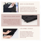 BAREFOOT CARIBOU Over Luggage Organizer for Carry On Bag or Suitcase with Storage Pockets, 16” Laptop Sleeve with Handle, Travel Accessories Bag Slide On Luggage Harness with Adjustable Straps (Black)