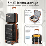 TRAVELEO 4 Piece Carry On Luggage Set 20 Inch, Expandable PP Hardshell Suitcase with Detachable Spinner Wheels & TSA Lock, Includes Cosmetic Case, Travel Tote & Toiletry Bag, Lightweight (Black)