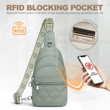 SYTRAH Sling Bag for Women, Anti-Theft RFID Crossbody Bag Nylon Sling Purse for Travel, Puffy Small backpack for Daily Hiking Sports Green