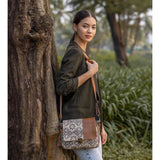 Myra Bag Spell Bound Messenger Bag Upcycled Cotton & Leather S-2875