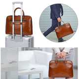 Laptop Messenger briefcase shoulder bag: Genuine Leather men 13 14 inch macbook case women work tote handbag Brown