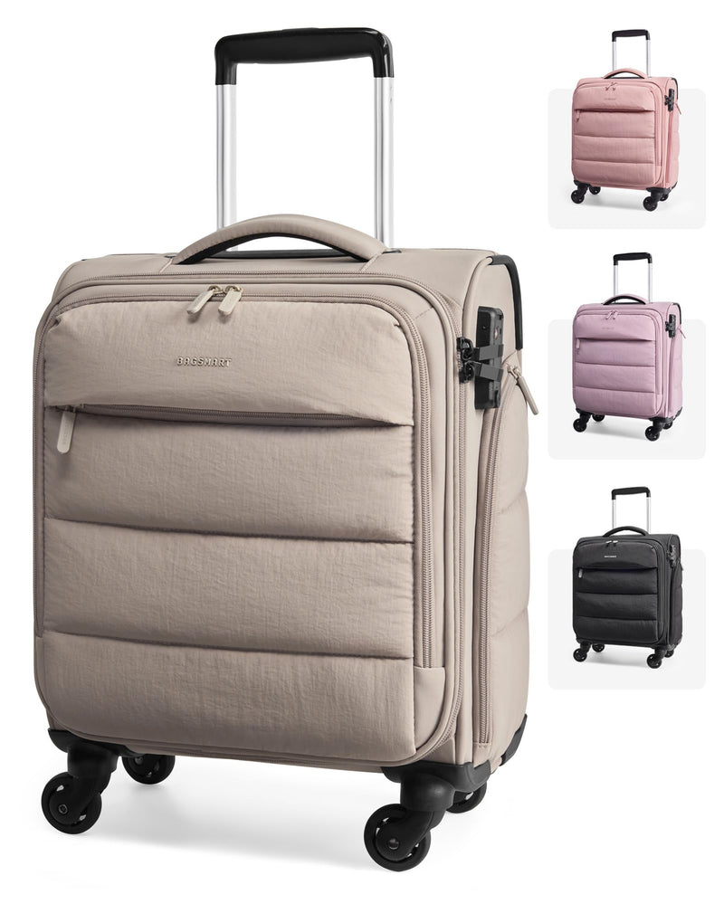 BAGSMART Underseat Carry on Luggage with Wheels, Soft Small Travel Luggage with PVC Wet/Dry Pockets, Lightweight Soft Personal Item Suitcase for Short Trip,Camer