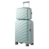LUGGEX Carry on Luggage with Charger, Lightweight Suitcase 2 Piece with Spinner Wheels (Mint, 14/20)