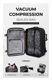 AirVault Vacuum Seal Travel Backpack 60L with Expandable HyperSeal Air Compression Vacuum System Water Resistant TSA Lock (Vacuum Pump Included, Blue, 60L)
