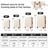 Merax Luggage sets of 13 Piece 16 20 24 28 IN Carry on Luggage sets 4 piece Hardcase White and Brown Luggage Expandable Suitcase Set with Wheels
