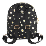 Jessica Simpson Waterproof Mini Vegan Leather Backpack Purse for Women, Travel, Work (Black Daisies)